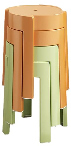 Lot de 4 tabourets empilables ronds en PP de 45,7 cm de hauteur, tabourets de bar portables, tabouret d'école avec pieds antidérapants silencieux pour salle à manger, salon, salle de classe,B