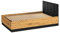 Lomadox Bett 120x200cm mit aufklappbarem Bettkasten, schwarz mit Eiche