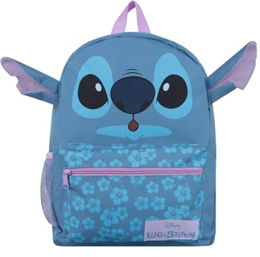 Disney Stitch Rucksack Mädchen | Mädchen Rucksack Mit 3D Ohren | Tasche Schule | Stitch Merchandise | Blau One Size