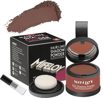 MIFELOY Root Cover Up Powder, Touch Up Hair Color for Grey, Roots Concealer for Beard Line Eyebrow, Instantly Coverage Dye for Thinning Grays Hairline, Shadow Conceals Hair Loss, Auburn