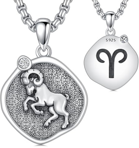 ROMANTIC WORK stjärntecken kedja 925 sterlingsilver stjärntecken hänge halsband astrologi horoskop smycken gåvor för kvinnor män, Sterlingsilver