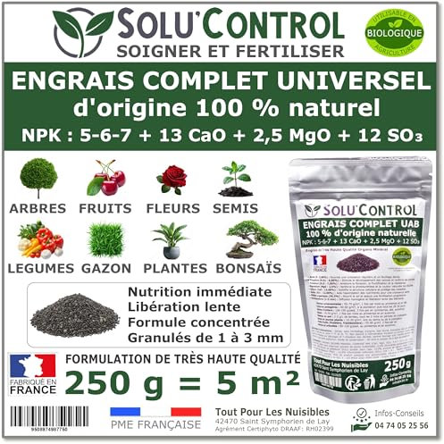 250 g d'ENGRAIS COMPLET universel et équilibré - SoluControl - UAB - Utilisable en Agriculture BIOLOGIQUE