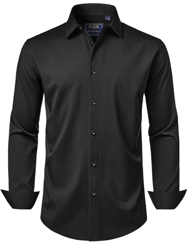 J.VER Hemd Herren Schwarz Business Hemden Freizeit Langarm Herrenhemd Regular Fit Bügelfrei Knitterfreies Oberhemd Männer Hemden,Alle Schwarz,S