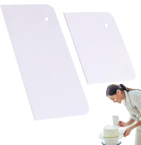 2Pcs Cake Smoother Scraper Set - Cake Decorating Tools for Icing, Fondant, Buttercream - Durable Plastic Cake Smooth Finishes - Reusable & Easy to Clean
