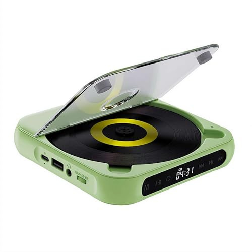Bärbar Bluetooth CD-spelare, Hi-Fi-ljud, trådlös och trådbunden uppspelning, uppladdningsbart batteri, kompakt och lätt, stöder Bluetooth-hörlurar och AUX-utgång för resor, hem, bil