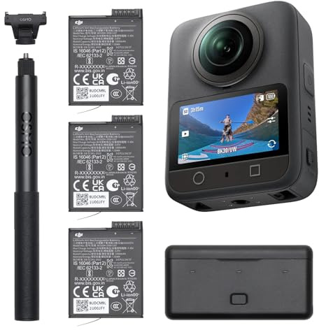 DJI Osmo 360 Adventure Combo - Waterproof 8K 360° Action Camera with 1-Inch Sensor, 128GB Built-in Storage, 100-Min 8K Recording, 4K/120fps & 170° Wide-Angle Video, with 3 Extreme Batteries (1950 mAh)