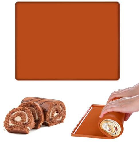 Tappetino da Forno per Rotolo, Tappetino da Forno in Silicone, 30 X 40 cm Teglia Permanente con Bordo, Antiaderente Tappetini in Silicone, Durevole Teglia Rettangolare per Fare Rotoli Torta, Biscotti