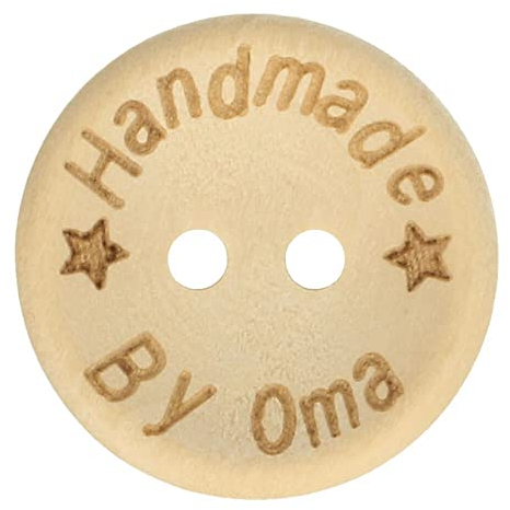 5 Holzknöpfe Made by Oma in verschiedenen Grössen (20 mm)