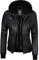 fjackets Veste de moto légère en cuir d'agneau véritable pour femme, Edinburgh Veste pour femme Noir, Large