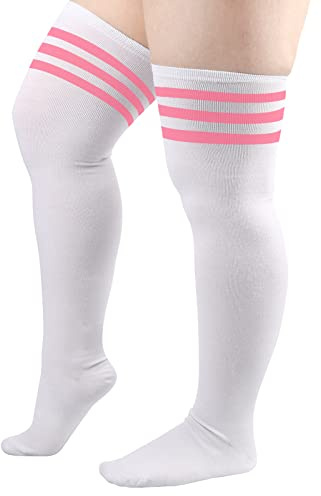 DRESHOW Grossa Taglia Donna Calzini da Ginocchio Coscia Alta Calze Stivali Calze Sopra il Ginocchio Calze per Cosplay Sportivo