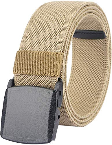 LionVII Ceinture Élastique Homme, Boucle en Plastique, Unisexe Sans Métal Sangle de Ceinture Extensible pour le Travail