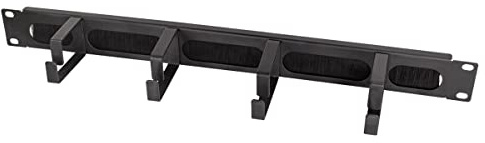 LogiLink Professional OR106B - 19 Cable Management Panel with 4 Steel Brackets and Brush Strip, Black