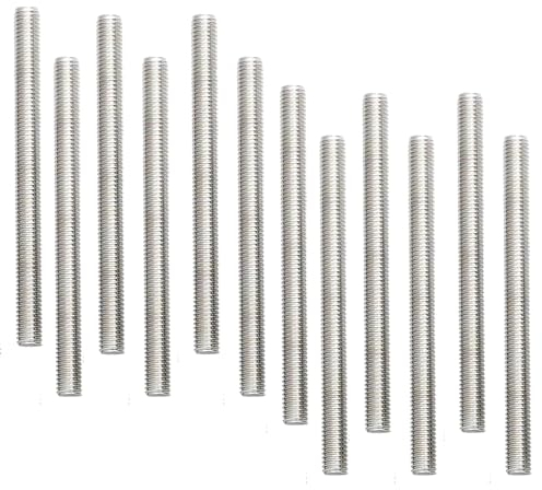 Fhioevt 12 Pièces Tige Filetée M8 x 100 mm Tiges Filetées en Acier Inoxydable Boulons Filetées Argent Vis Filetée pour la Fabrication des Industries de L'automobile et de la Construction