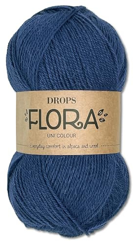 Frida's Wollhaus Drops 50g Flora Uni Stricken Häkeln Schurwolle Öke-Tex Alpaka Filzen17 Farben (Uni 10 | Indigo)