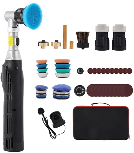 BAOSHISHAN Mini Detailpoliermaschine Akku für Auto Winkelpolierer Set mit 6 Variable Geschwindigkeiten und 2 Rotationsmodi für Auto und Möbeln Detailing Polieren 160W