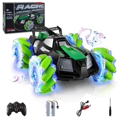 Uplayteck Ferngesteuertes Auto, 1/16 Fernbedienung Akrobatikauto, 2,4 GHz, 4WD Akrobatik-Stunt-Auto mit Fernbedienung und Lichtern, 360° Drehung, RC Car Spielzeug für Jungen Mädchen Kinder
