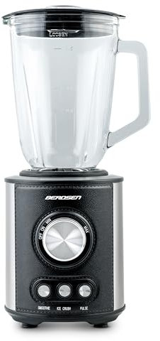 Berdsen - Becher-Mixer - Smoothie Maker - mit großem 1,5 L Glasbehälter und Edelstahlklinge - 13 500 U/min - für Coctails, Milchshakes - Shaker, Standmixer - Entsafter - Elektrisch - 800 W - Schwarz