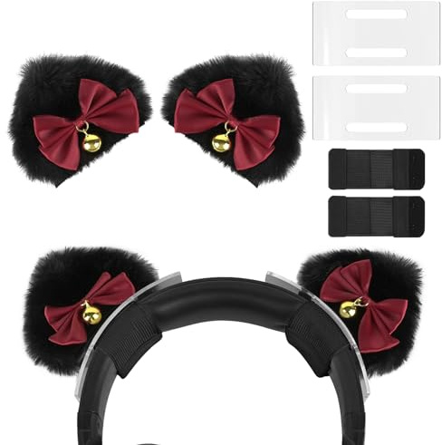 Geekria NOVA Headphone Headband Spacer and Cat Ears Attachment Set Compatible with Sony, Bose, Skullcandy, Beats, Marshall Headphones, Easy DIY Installation (Black)