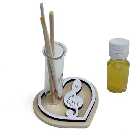 DLM-A189 Bomboniere 12 profumatori cuore in legno con chiave di violino sol 12 profumi e 12 scatole regalo per matrimonio battesimo comunione cresima 18 compleanno e cerimonie a tema musica