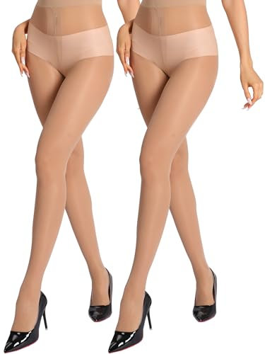 DORALLURE 2er Pack Damen Feinstrumpfhose, Leicht & Feines Material, Reißfest, Hoher Bund mit Druckfreier Komfortbund, Ideal für Alltag