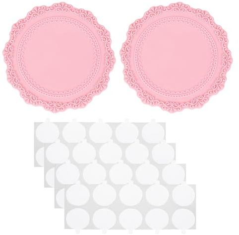 PATIKIL Pad in Silicone per Sigillo Cera, 2Pz Tamponi per Sigillo Cera con 40 Punti Adesivi Bifacciali, Piastra Supporto per Timbro, Ceralacca Fai da Te, Artigianato, Rosa