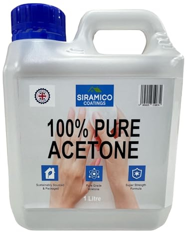 SIRAMICO COATINGS Pure Acetone | 1 Litre | Nail Polish Remover | Removes All Types of Nail Polish, Gels, Acrylics, Nail Tips & Glues | Super 100% Strength Formula