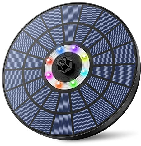 AISITIN LED Solar Springbrunnen für Außen mit 3000mAh, 3,5W Solar Schwimmender Fontäne Pumpe mit Verschiedene Sprüh Effekten, Solarbrunnen für Draussen mit Hellblau Glasscheibe für Garten,Teich