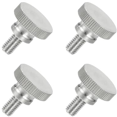 sourcing map 4 PCS M6 x 10mm Flat Knurled Head Thumb Screws,304 Stainless Steel Fully Threaded Thumbscrew Bolts Fasteners for Lighting Household Appliances Electronic Equipment