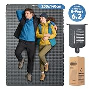 HIKENTURE 6,2 R-Wert Camping Isomatte 2 Personen, 8cm Dicke Doppel Aufblasbare Isomatte, Camping Matratze 140x200cm, Luftmatratze für 4 Jahreszeiten, Schlafmatte für Outdoor, Wandern, Zelt, Strand