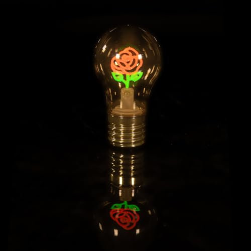 Lampada da Tavolo a forma di Lampadina, 4 Colori Lampadina LED Decorativa Portatile a Forma di Rosa, Senza Fili, Ricaricabile con Cavo USB, Luci Notturne Regalo per Compleanni, San Valentino, Natale