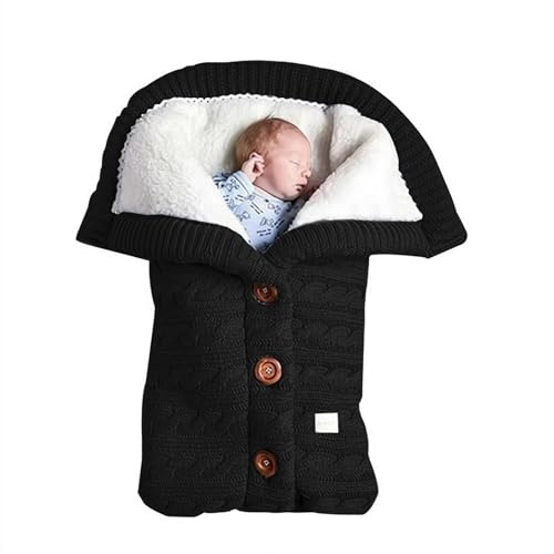 BOWTONG Coperte Coccole per Neonati, Morbida Coperta per Neonati in Pile Lavorato a Maglia, Calda Tuta Maglione Foderata, Soffice Inserto per Carrozzina - Ideale per Lettino, Viaggi, Seggiolino Auto