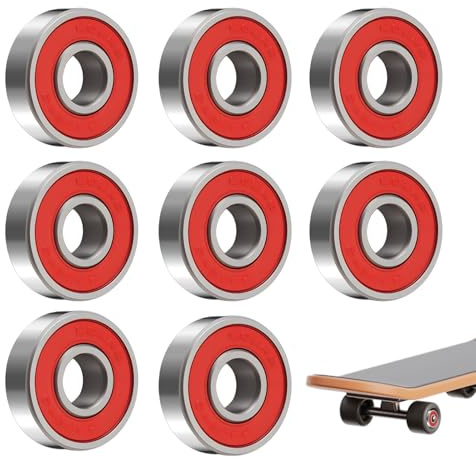 8Pcs Skateboards Bearings 608RS 608ZZ ABEC-9 High Speed Bearings for Skateboards Longboards Stunt Scooters Micro Scooter Fidget Spinner Inline Skates and Roller Skates