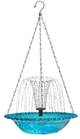 Vasca da Bagno per Uccelli con Fontana Solare | Fontana Solare con Pompa per Animali,Alimentatore per Uccelli con e Abbeveratoio,per Terrazzi, Cortili, Recinzioni, Balconi, Colonne