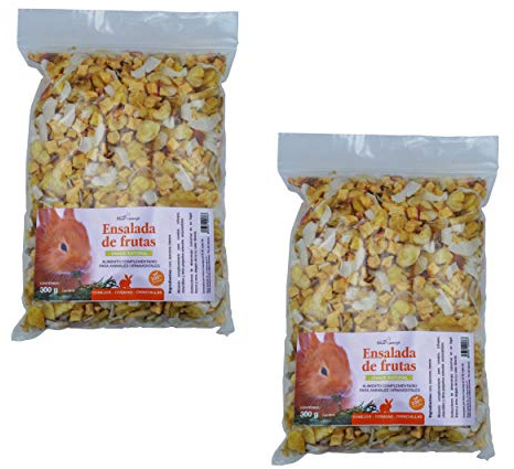 FINCA CASAREJO Snack Natural para Conejos, cobayas y Chinchillas - Ensalada de Frutas secas para alimentación de roedores (2 Unidades = 600 Gramos)