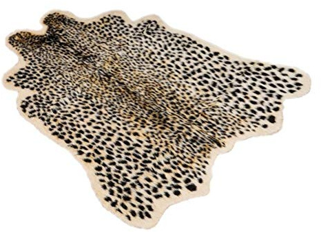 Leopard Print Area Rug Faux Cowhide Skin Fur Non-Slip Cheetah Rug Small Accent Distressed Animal Print Hide Mat Floor Carpet for Door Mat Entryway Bedrooms Laundry Room Decor 3.3x2.95Ft, Leopard