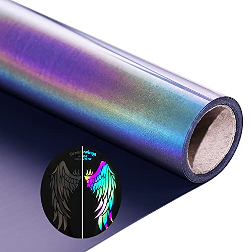 Reflective Rainbow Heat Transfer Vinyl Reflective HTV Vinyl Rolls Pack 12 Inch x 5 Feet Iron on Vinyl for T-Shirts DIY Design, Silhouette Cameo & Heat Press Machine(Reflective Rainbow HTV)