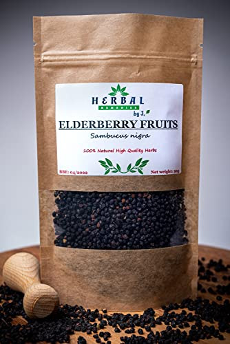 Elderberry Fruit Tea - Vitamin C Zinc Immune booster Common Cold Cough 100g - Sambucus Nigra - Herbal Remedies by J. - Czarny Bez owoc