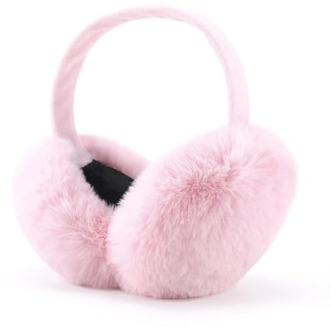 Airmoon Ohrenschützer für Frauen - Winter-Ohrenwärmer - Weiche & warme Kabelstrick-Pelz-Ohrschützer - Ohrenschützer für kaltes Wetter (rosa2)