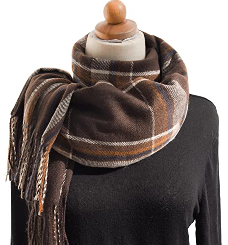 Schal Damen Herbst Kariert Groß Lang Kuschelig Schlupfschal Elegant Plaid Fransen Tartan Schal XXL Deckel Karo Herbst Winter Warm Weich Halstuch Deckenschal Cape Damenschal