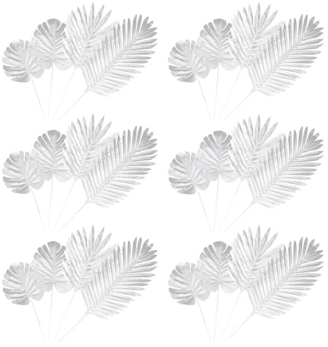Abaodam Silver Leaf Garland Simulated Leaves with Stems Artificial Decorative Leaves for Wedding Table Decor Floral Arrangement Holiday Indoor Outdoor Party Layout 18.50 X 7.48 in