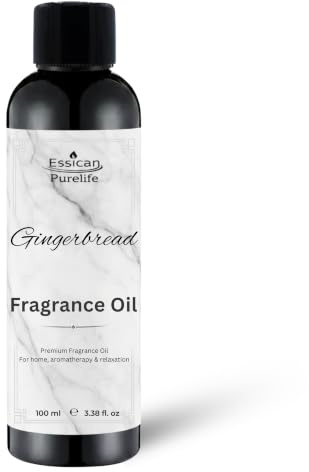 Essican Purelife Gingerbread Fragrance Oil for Candle Making Scents 100ml, Scented Oils for Humidifier - Long Lasting Aroma Candle Scents Wax Melt Fragrance Oils for Soap Making & Bath Bombs