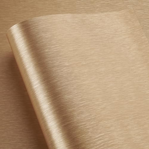 LaCheery Gold Stainless Steel Contact Paper 160 x 24 Inch Wide Self Adhesive Kitchen Wallpaper Peel and Stick Waterproof Heat Resistant Contact Paper for Countertops Refrigerator Stove Backsplash Wall