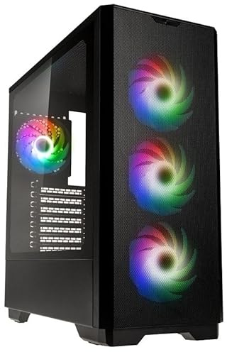 KOLINK Unity Solar PC-Gehäuse, 400 mm GPU-Freiheit, E-ATX-Motherboard, 4 x ARGB/PWM 120-mm-Lüfter, Gehärtetes Glas Halbpaneel, Mid-Tower, Schwarz