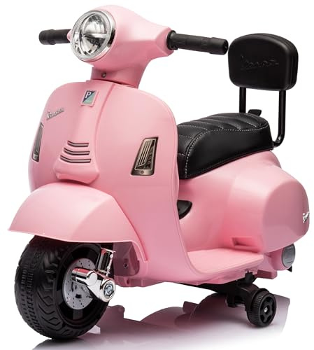 Vespa electrica niños, Motos electricas Infantiles, Vehículo eléctrico Vehículo Infantil Scooter con Respaldo (Rosa)