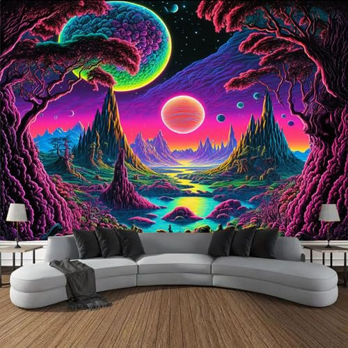 G-LIKE Wandteppich Wandtuch UV-Reaktiv Wandbehang – 3D Digital Bedruckt Farbenreich Dekostoff Dekoration für Wohnzimmer Schlafzimmer Party Urlaub