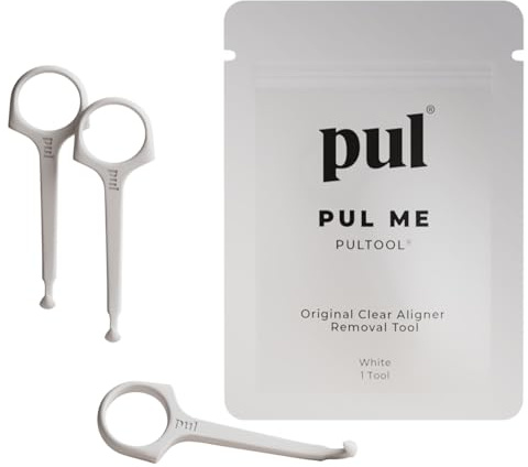 PUL PUL-justeringsborttagningsverktyg - vit | Säker och hygienisk krok för Invisalign och hållare | BPA-fri mjuk design för daglig användning | 3-pack