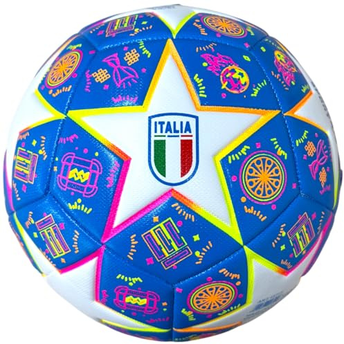Mikado Sport Fotbollsboll för vuxna pojkar - Fotbollsträning för fritid - Italiensk boll - Boll för barn - Fotbollsboll - Presentidé Barn Vuxna (Italien Ritningar)