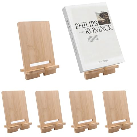 6 soportes para libros de bambú, 12 x 9 x 18 cm, soporte de lectura para libros de cocina, para casa, oficina, álbum, CD, revistas, postales, obras de arte