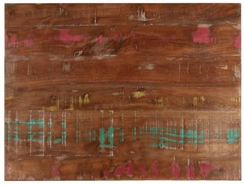 QUAHEAS Tischplatte 70x50x3,8 cm Rechteckig, Massivholz Altholz, recyceltes Teak Mangoholz, Vintage-Look für Esstisch Schreibtisch, langlebige Holzplatte, braun gemasert