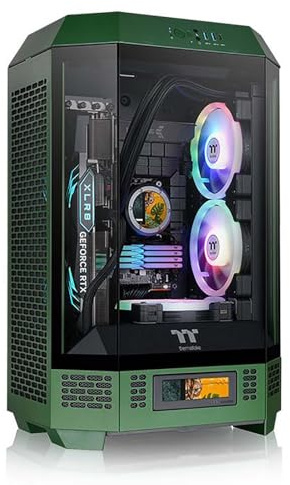Caja De Ordenador, Caja De PC Gaming De Torre Media M-ATX/ITX - Puertos Frontales USB 3.0/Tipo-C - Panel Panorámico De Cristal Templado - Incluye Pantalla LCD De Expansión De 3,9 Pulgadas